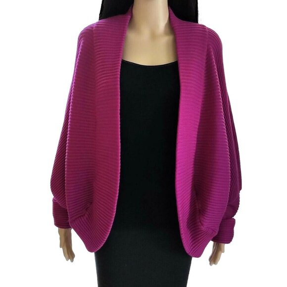 Givenchy Fuchsia Pink Ribbed Cardigan Sweater 4 & 6 - Picture 2 of 12